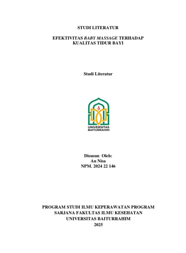 EFEKTIFITAS BABY MASSAGE TERHADAP KUALITAS TIDUR BAYI