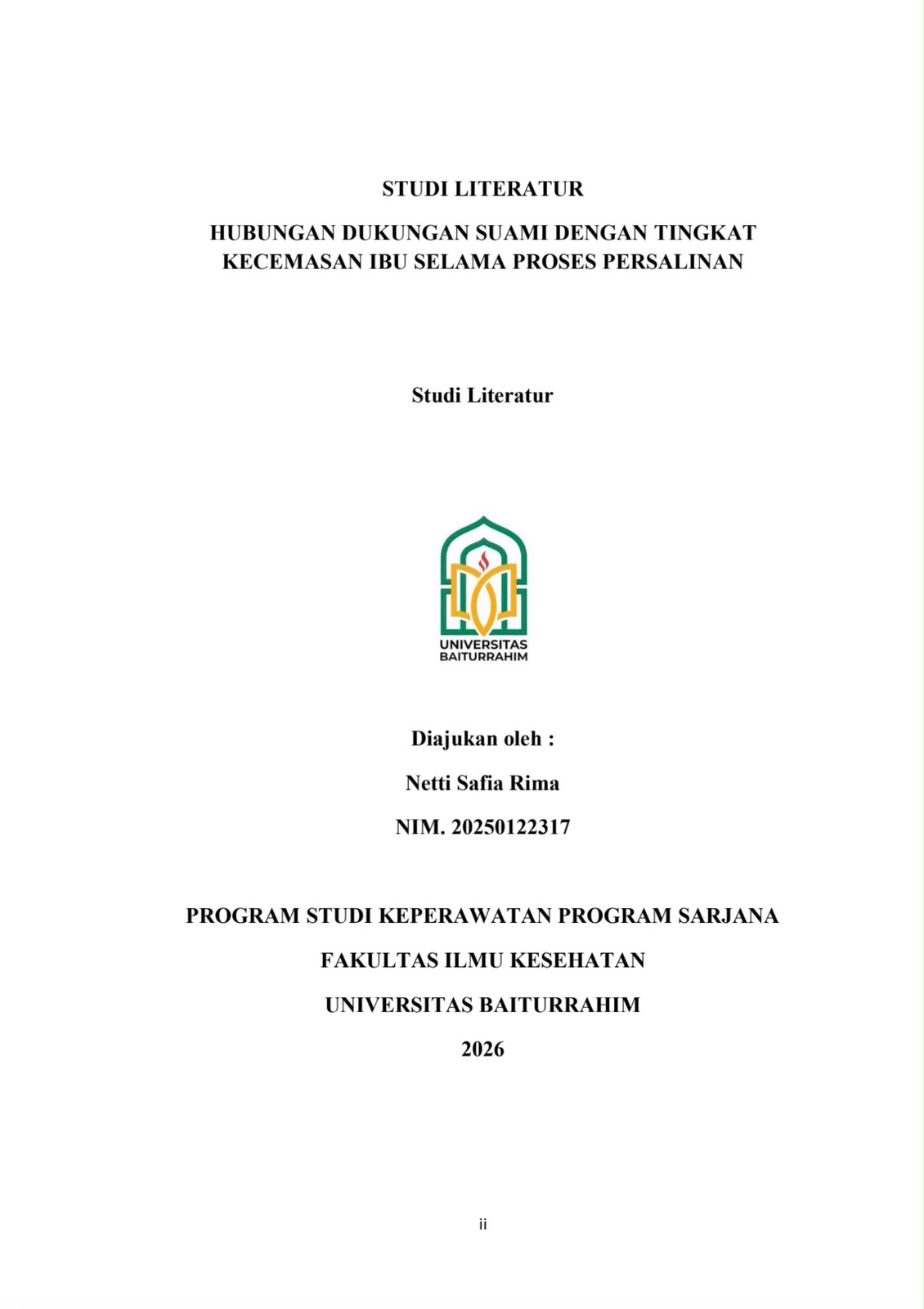 Hubungan Dukungan Suami dengan Tingkat Kecemasan Ibu Selama Proses Persalinan