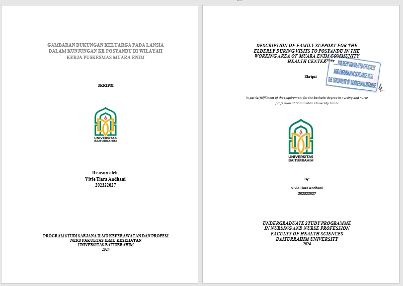 GAMBARAN DUKUNGAN KELUARGA PADA LANSIA DALAM KUNJUNGAN KE POSYANDU DI WILAYAH KERJA PUSKESMAS MUARA ENIM