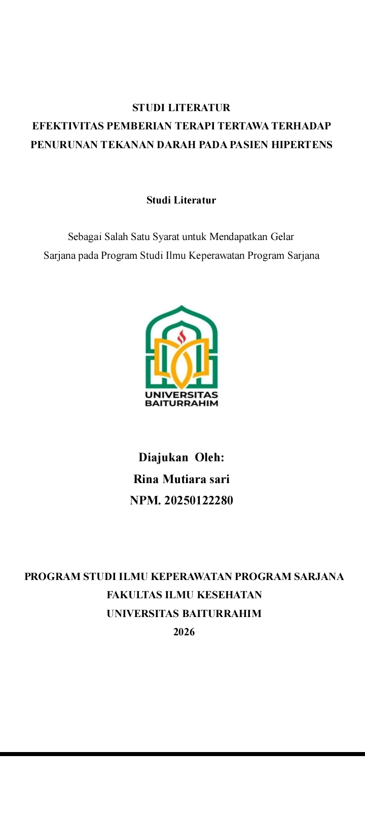 EFEKTIVITAS PEMBERIAN TERAPI TERTAWA TERHADAP PENURUNAN TEKANAN DARAH PADA PASIEN HIPERTENSI