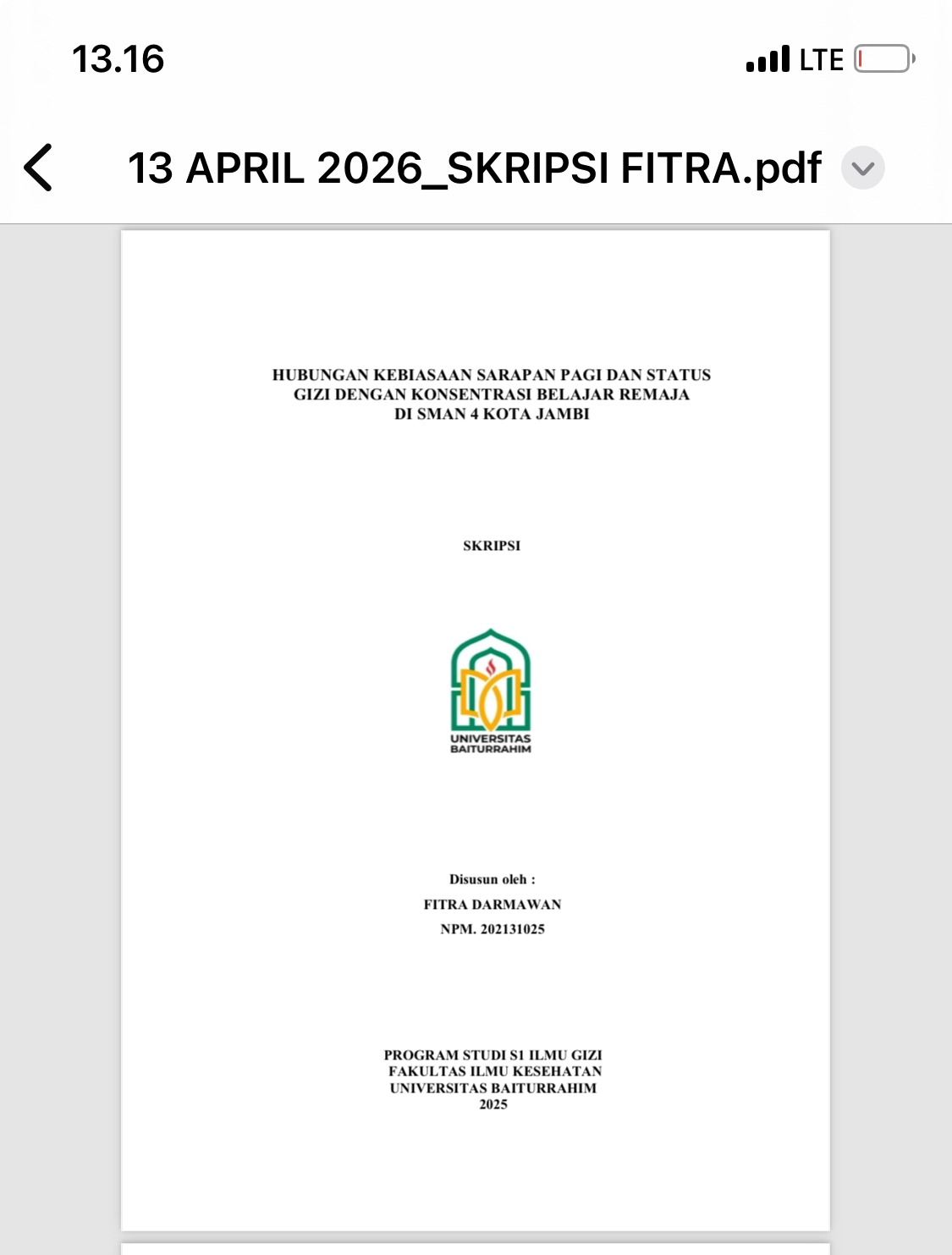 hubungan kebiasaan sarapan pagi dan status gizi dengan konsentrasi belajar remaja di sma 4 kota jambi