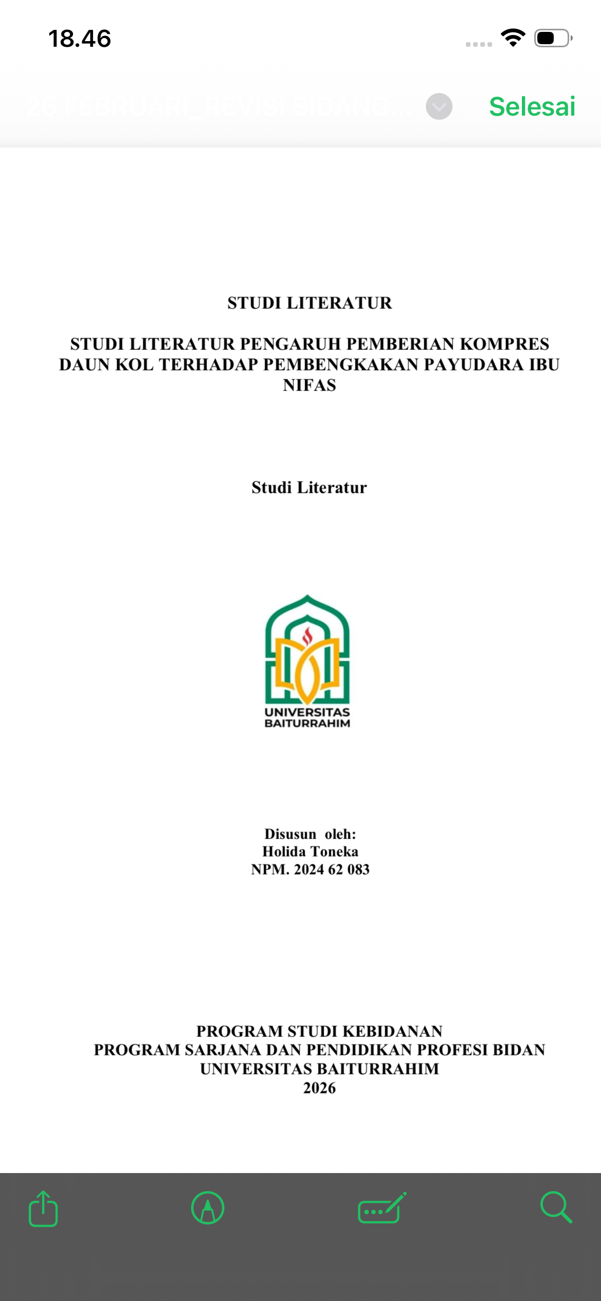    STUDI LITERATUR PENGARUH PEMBERIAN KOMPRES DAUN KOL TERHADAP PEMBENGKAKAN PAYUDARA IBU NIFAS