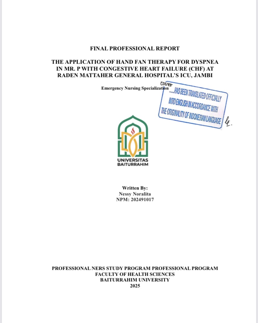 PENERAPAN HAND HELD FAN THERAPY TERHADAP SESAK NAPAS PADA TN. P DENGAN CONGESTIVE HEART FAILURE (CHF) DI RUANG ICU RSUD RADEN MATTAHER JAMBI