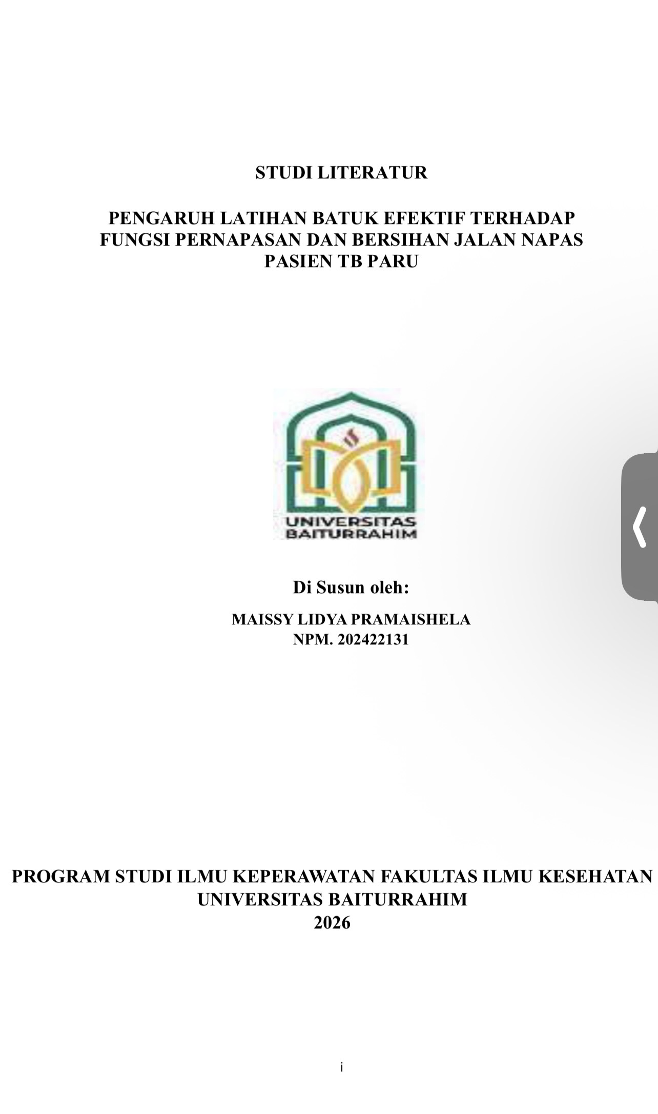 Pengaruh latihan batuk efektif terhadap fungsi pernapasan dan bersihan jalan napas pasien tb paru