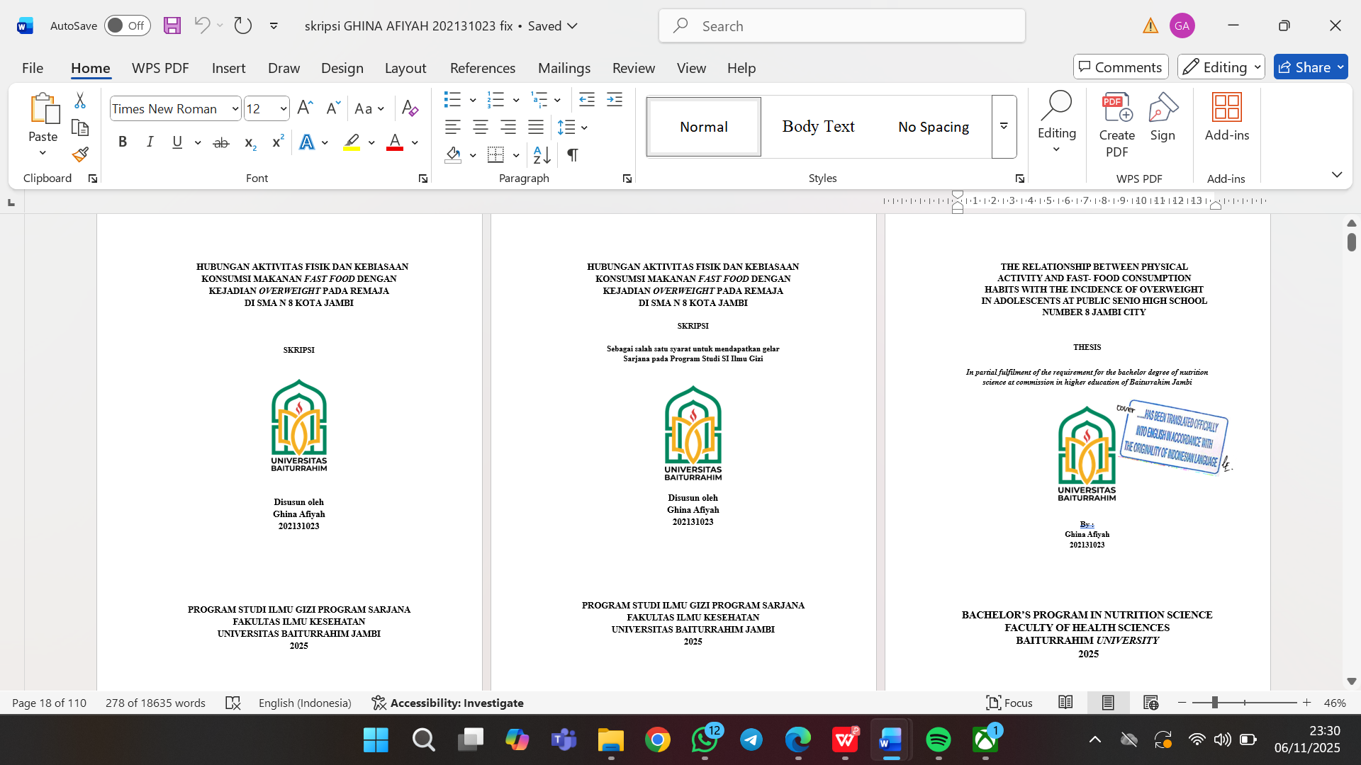 HUBUNGAN AKTIVITAS FISIK DAN KEBIASAAN KONSUMSI MAKANAN FGHTAST FOOD DENGAN KEJADIAN OVERWEIGHT PADA REMAJA DI SMA 8 KOTA JAMBI