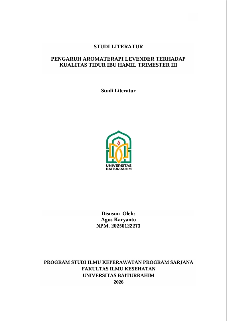 STUDI LITERATUR   PENGARUH AROMATERAPI LEVENDER TERHADAP KUALITAS TIDUR IBU HAMIL TRIMESTER III